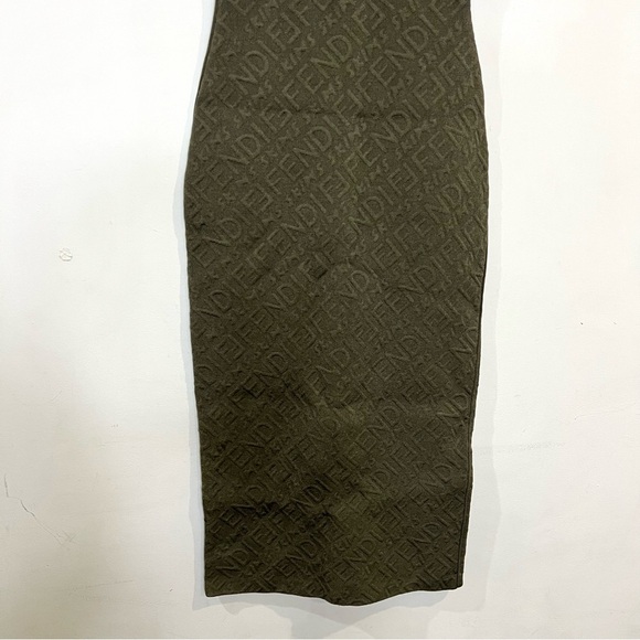 Fendi x Skims embossed olive green Illinois Midi dress size 38 (US 2) - Picture 5 of 14